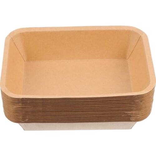 25Pcs Disposable Kraft Paper Food Plates Fried Chicken Chips Plates Waterproof Oil Proof Baking Snack Packing Kraft Paper Tray