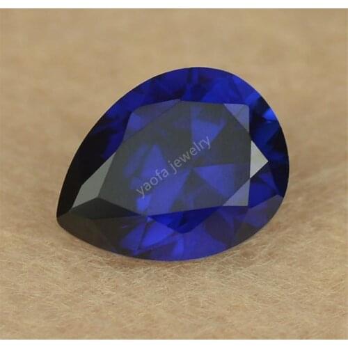 Wholesale 5A Quality #34 Blue Stone Corundum 2*3~13*18mm Loose Pear Shape Cut Blue Corundum Stone Synthetic Gems For Jewelry