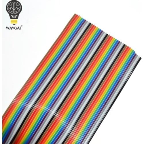 1 meter 1.27mm Spacing Pitch40 WAY 40P Flat Color Rainbow Ribbon Cable Wiring Wire For PCB DIY 40 Way Pin