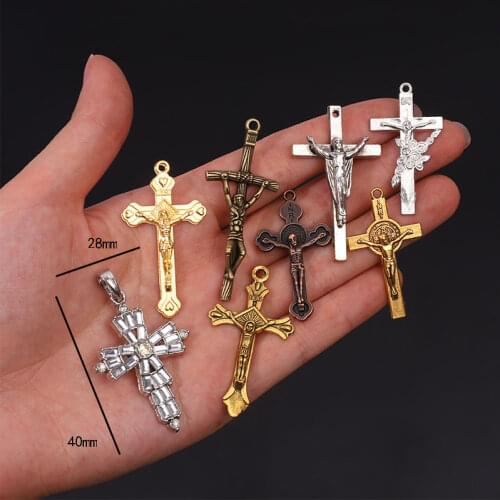 10 pieces/rosary necklace connector link rosary cross medal, necklace with pandora necklace, DIY jewelry making