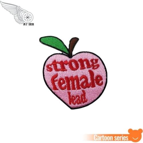 Strong female lead peach shape embroidered Iron on Patch Badge DIY Applique Clothing Patch Backpack Clothes free shipping