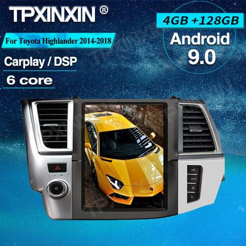 PX6 4+128GB Tesla For Toyota Highlander 2014-2018 Android 9.0 Car GPS Navigation Stereo Headunit Multimedia Player Auto Radio
