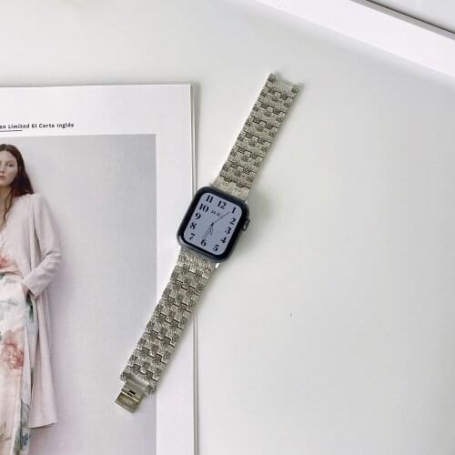 Popular Bark Pattern Strap 38mm 42mm for Apple Watch Bracelet 40mm 44mm for iWatch Stainless Steel Band Series SE6 5 4 3 2 1
