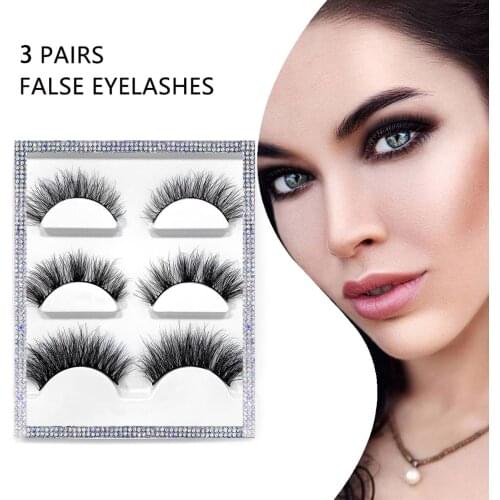 3 Pair Fluffy Lashes 15mm-25mm 3d Mink Lashes Long Thick Natural False Eyelashes Wholesale Lashes Vendors Makeup Mink Eyelashes