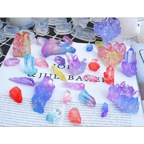 Handmade Natural Crystal Quartz Rock Cluster Geode Druzy Stone Epoxy Resin Mold Pendant Mold Resin Jewelry Making Tools