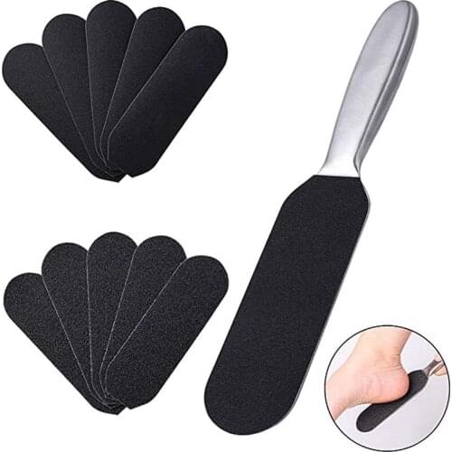Pedicure Foot File and Callus Remover Stainless Steel Foot Rasp File with 10 Free Refill Grits Double-Sided Replacement Pads
