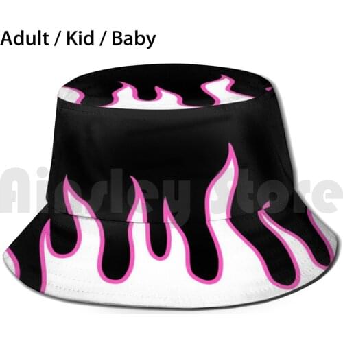 Pink Flames Sun Hat Foldable UV Protection Flames Pink Pink Aesthetic Fire Cool And Roll Motorcycle Rider Bike Boke
