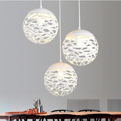 Modern LED pendant light iron Hollow out metal ball lamp living room bedroom shop bar contemporary lighting fixture decoration