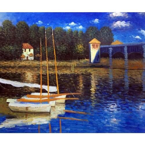 The Road Bridge at Argenteuil by Claude Monet, Classic Landscape Painting, Handmade, Master Artwork, Home Decor