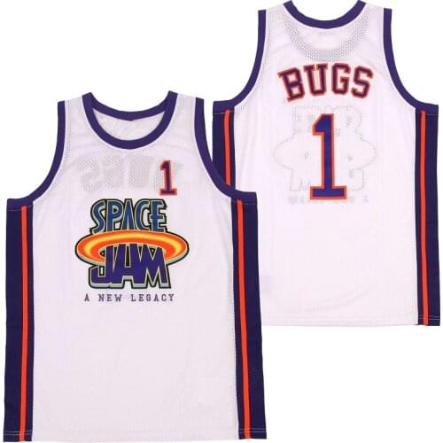 BG SPACE JAM 1 BUGS Jerseys Basketball Jersey Embroidery Sewing Outdoor Sportswear Hip-hop Culture Movie 2022 summer White