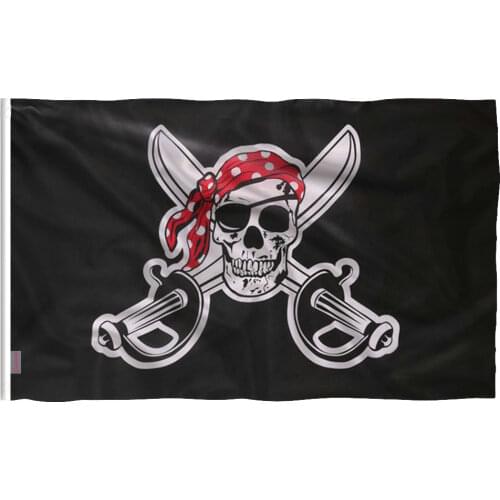 Halloween decoration red scarf Skull Pirate Polyester Flag High Quality Flying Flag Home decoration 90*150cm
