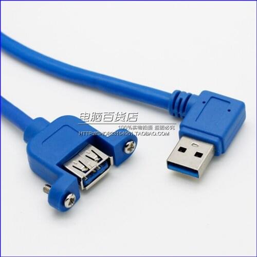 USB3.0 right curve with a screw hole with an extension line of the female ear USB3.0 male elbow extension line