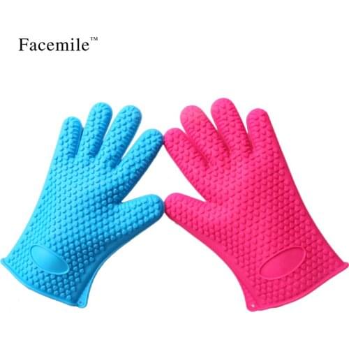 1Pc Thicken Food Grade Silicone Oven Glove Heat Resistant Barbecue Drill Mitt Glove Kitchen BBQ Baking Tool Accessories
