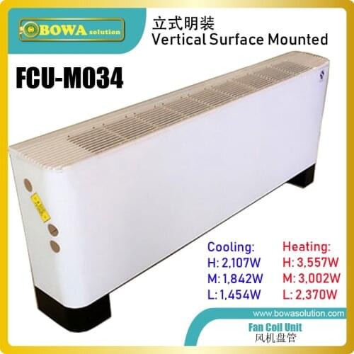 Vertical surface mounted FCU is great choice for add-on old residential heating and cooling at low re-building costs
