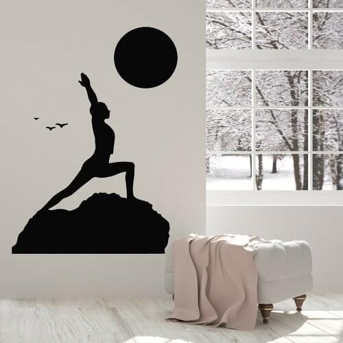 Yoga Pose Wall Stickers Nature Landscape Meditation Zen Vinyl Wall Decal Home Decoraton For Studio Office Window Wall Z473