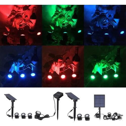 Solar Light Underwater Waterproof IP68 RGB Submersible Spot Light for Swimming Pool Fountains Pond Aquarium Lamp