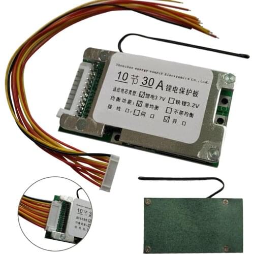10S 36V 30A Li-ion Protection Board 18650 Battery Protection Board BMS PCB with Balance for Electric Car Inverter