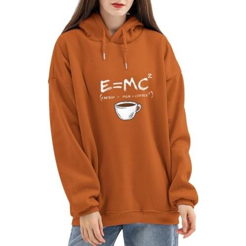 Coffee Color Hooded Sweatshirts Women Letter Print Sweatshirt Y2k Hoodie Vintage Brown Pullover Female Oversized Sports Jacket