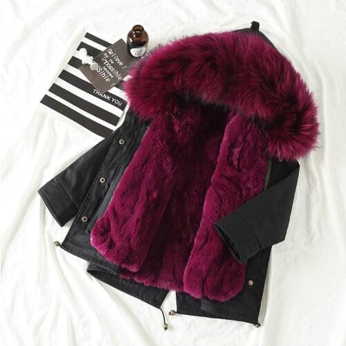 Baby Girl Winter Jacket 2020 Spring Real Fur Collar Boys Coats Winter Unisex Natural Rex Rabbit Fur Liner Parent-child Parkas