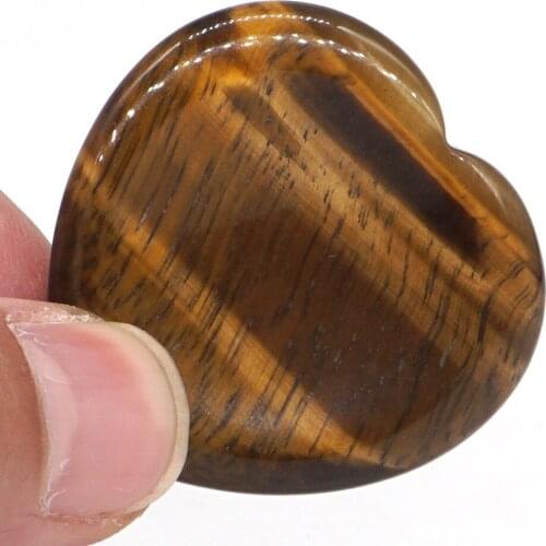 1.5" Worry Stone Yellow Tiger Eye Crystal Heart Shape Reiki Healing Meditation Finger Natural Gemstone Massage Stone