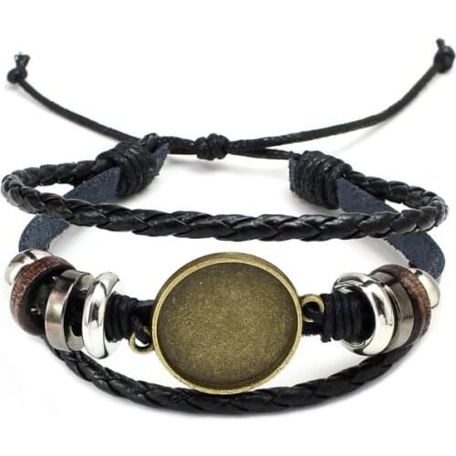 20MM Round Photo Glass Cabochon Bracelet Setting Base Bezel Tray Jewelry Making Accessories
