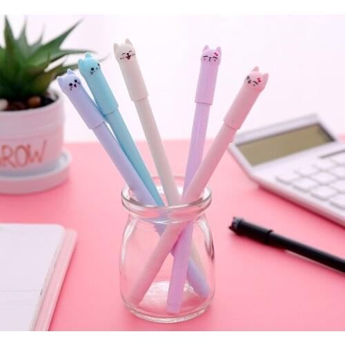 48pcs/lot cute cartoon creative stationery black ink animal tail cat fresh Kawaii candy color gel pen unisex pen
