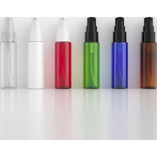 50 x 30ml Empty Refillable Clear Amber Blue Green White Lotion Pump PET Bottle 1oz Pet Cream Cosmetic Packaging Container