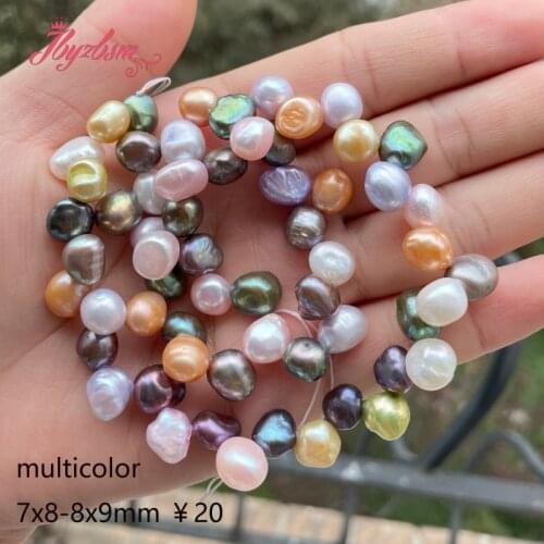 8-10mm Freeform Freshwater Pearl Multicolor Natural Stone Beads For DIY Necklace Bracelets Jewelry Making 14.5" Free Shipping
