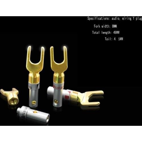 8-50pcs Brass Nakamichi Y U Spade Speaker Plug Audio Screw Fork Connector for Binding Post Banana Jack Adapter