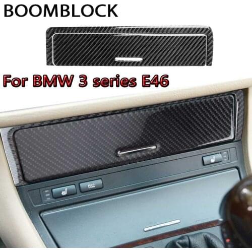 BOOMBLOCK Carbon Fiber Center Control Panel Gear Shift Cigarette Lighter Cover Sticker Interior For BMW 3 series e46 1998-2004
