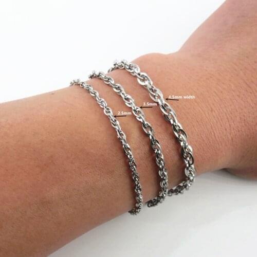 3Sizes Women Bracelet Double O Link Chain Bracelet Stainless Steel Jewelry