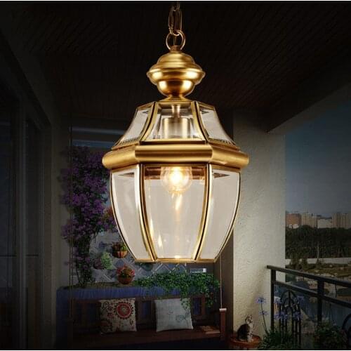 Europe Retro Lustre Copper Led Pendant Chandelier Lamp Glass Corridor Led Chandeliers Lighting Luminarias Hanging Lights Fixture