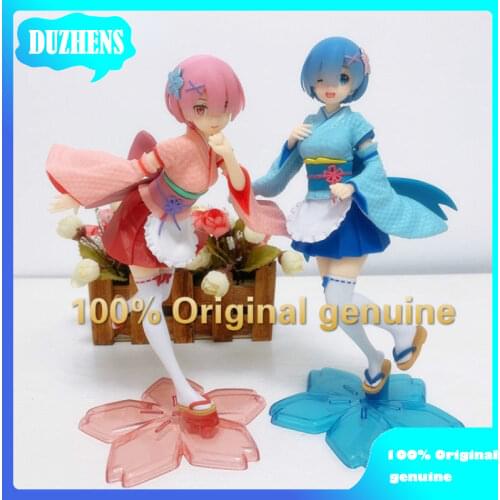 100% Original genuine Re:Zero kara Hajimeru Isekai Seikatsu REM RAM kimono PVC Action Figure Anime Figure Model Doll Gift