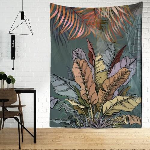 Flamingo Green plant tapestry Bathroom Hawaii Flower Printing Cactus Succulent Shower Selva Hanging Cloth Home Decor Tapestry