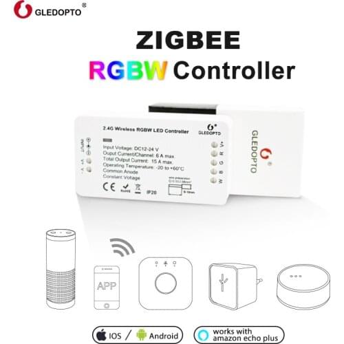 Gledopto Zigbee 3.0 2ID / 1ID Smart RGBW Switch DC12-24V LED Strip Remote Dimmer Controller Work with Alexa ECHO
