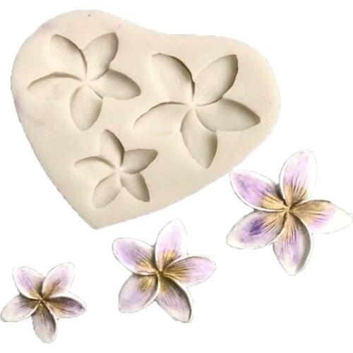 Hot Newest Frangipani Fondant Molds Plumeria Flower Silicone Mold For Diy Chocolate Candy Pudding Gum Paste Cupcake Cake Topper