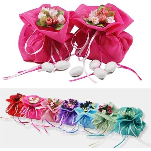 Italian Style Wedding Favor Candy Gift Bags With Artificial Handmade Flower Bouquets For Party Favours Table Decorations Supplie