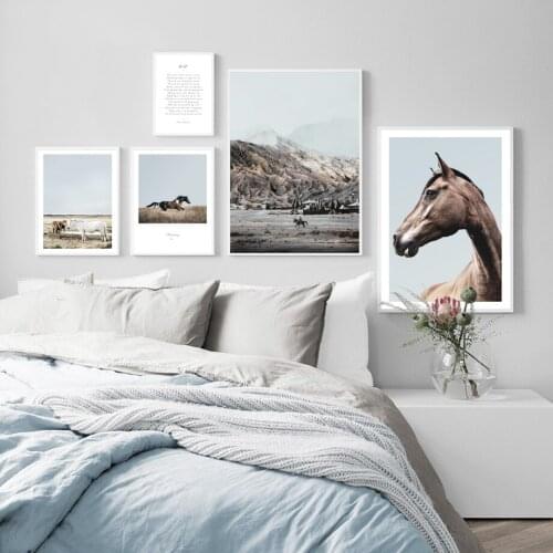 Mountain Grassland Running Horse Quote Wall Art Canvas Painting Nordic Posters And Prints Wall Pictures For Living Room Decor