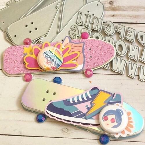 KSCRAFT 80s Skate Board Shaker Metal Cutting Dies Stencils for DIY Scrapbooking Decorative Embossing DIY Paper Cards