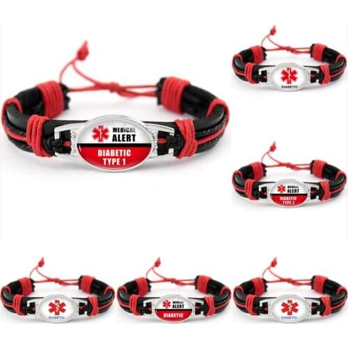 Medical Alert Stethoscope Childhood Breast Cancer Autism Diabetic Type 1 Type 2 Diabetes Awareness Hope Ribbon Leather Bracelets