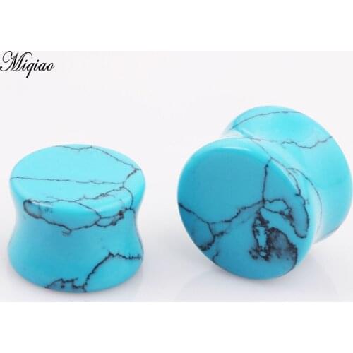 Miqiao 2pcs Fashion Hot Sale Blue Stone Ears 5mm-16mm Exquisite Piercing Jewelry