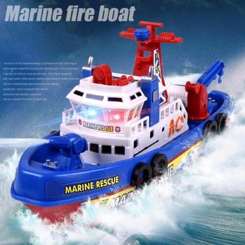 Doki Simulation Electric Model Fireboat with Music Lights Funny Sprayed Water Electric Boat Toys for Children Bath Toys Gift