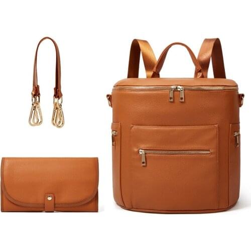 Fashionable PU Mommy Bags Leather Backpack Sroller Backpacks Moms travel storage bag