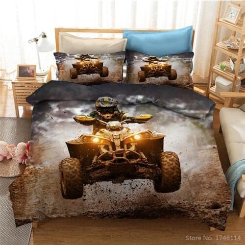 Motocross Racing Motorcycle 3D Printing Bedding Set Duvet Cover with Pillowcases Set Bed Linens Bedclothes for Couple Lovers