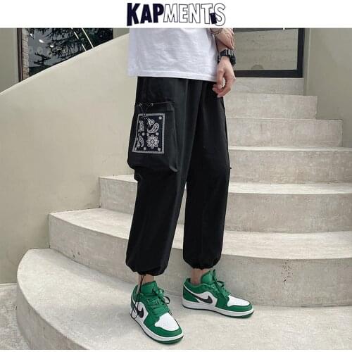 KAPMENTS Men Pockets Harajuku Designer Funny Sweatpants 2021 Mens Causal Baggy Vintage Wide Leg Joggers Man Kpop Black Pants 5XL