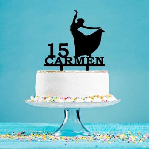 Personalized Birthday Cake Topper Custom Name Age Girl Dancing Silhouette Cake Topper For Birthday Cake Decoration YC133