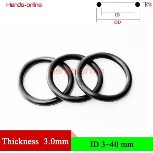 NBR Rubber O Ring O-Ring Oil Sealing Gasket Thickness/CS 3mm/0.118"Automobile Sealing Sealing Seal Gasket Oil Washer ID 2-40mm