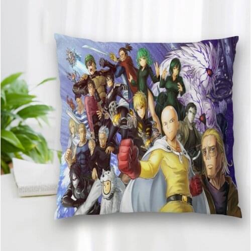 Saitama One-Punch Man Anime Pillow Slips Polyester Decorative Pillowcases Zipper Pillow Case Pillowcase Cover Square 40x40cm