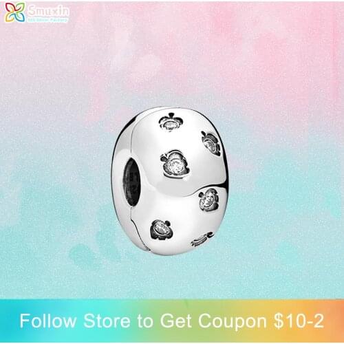 Smuxin 925 Sterling Silver Beads Sparkling Leaves Clip Charms fit Original Pandora Bracelets for Women Jewelry Making Girl Gift