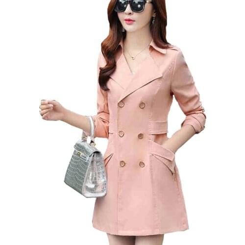 Add new Womens Double Button Trench Women Long Classic Windbreaker Trench Coat Spring Autumn Outwear Office Lady Fashion Coat